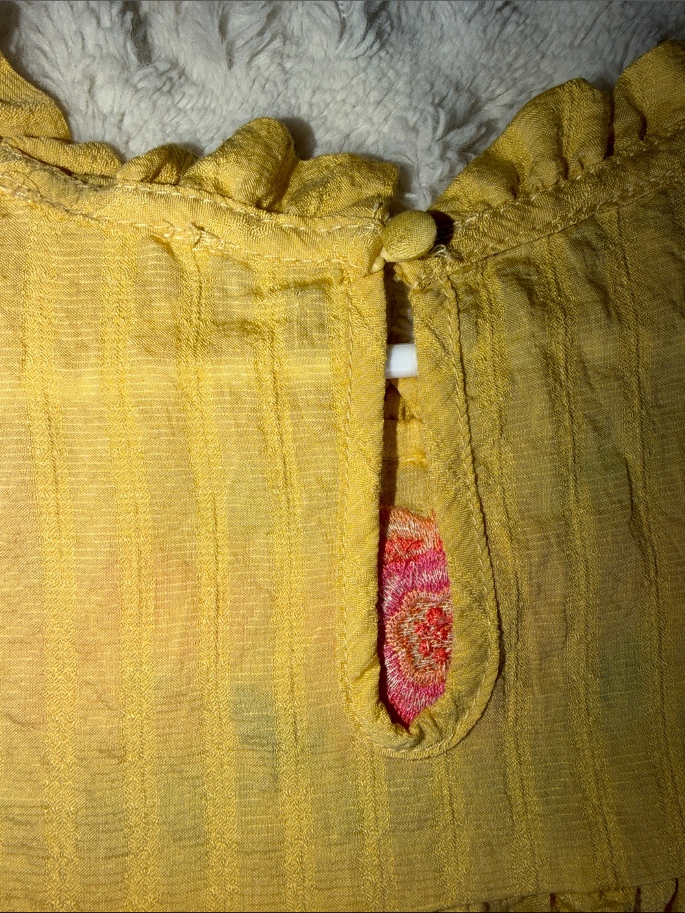 Blu Pepper Yellow Floral Embroidered Ruffle Tank Top - Picture 5 of 7
